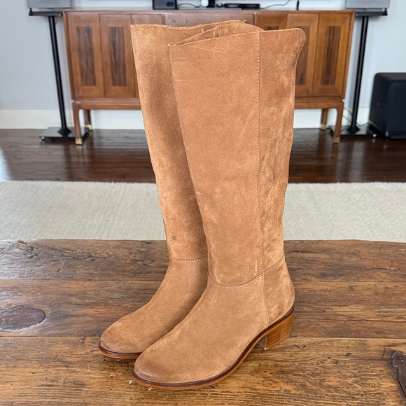 naughty monkey Shoes - Naughty Monkey Tan Stride Suede Distressed Pull On Tall Boots Size 10